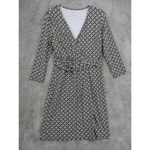 Talbots Dress Womens Medium Faux Wrap Chain Link Surplus Stretch Lightweight Zip